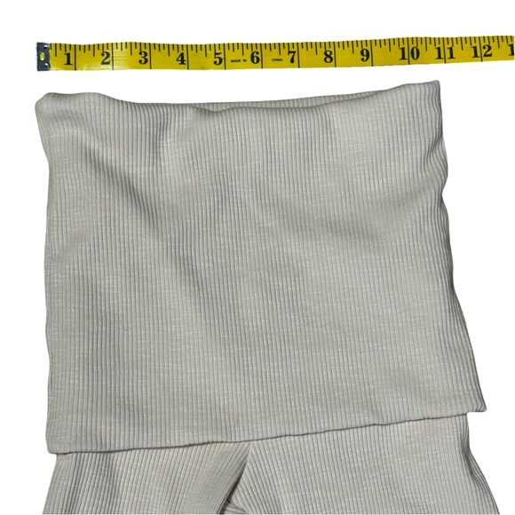 ZARA Cream Fold Over Cotton Yoga Pants Women’s Small NWT Flare - Picture 4 of 6